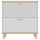 Narrow - Entryway Shoe Storage Cabinet With 2 Flip Drawers Legs - Natural / White
