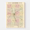 Vintage Map of Lancaster County, Nebraska 1885