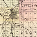 Vintage Map of Lancaster County, Nebraska 1885