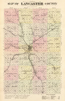 Vintage Map of Lancaster County, Nebraska 1885
