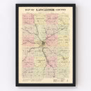 Vintage Map of Lancaster County, Nebraska 1885