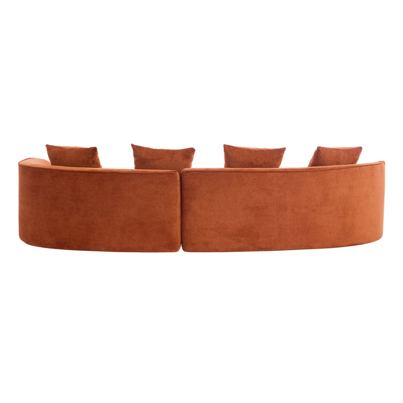 126" Curved Sectional Sofa (Dark Orange-D28 Full Foam), photo 6 of 10