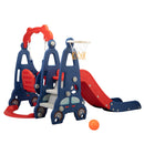 3 In 1 Slide and Swing Set with Basketball Hoop for 1-8 Years Old Children Indoor and Outdoor, Red & Blue
