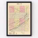 Vintage Map of Hall County, Nebraska 1885