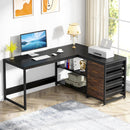 L-Shaped Computer Desk With Drawers And Shelves, Workstation For Home Office by HouseOfZazla