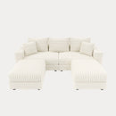 Deep Seat Convertible Sofa With Soft Pillows And Ottomans