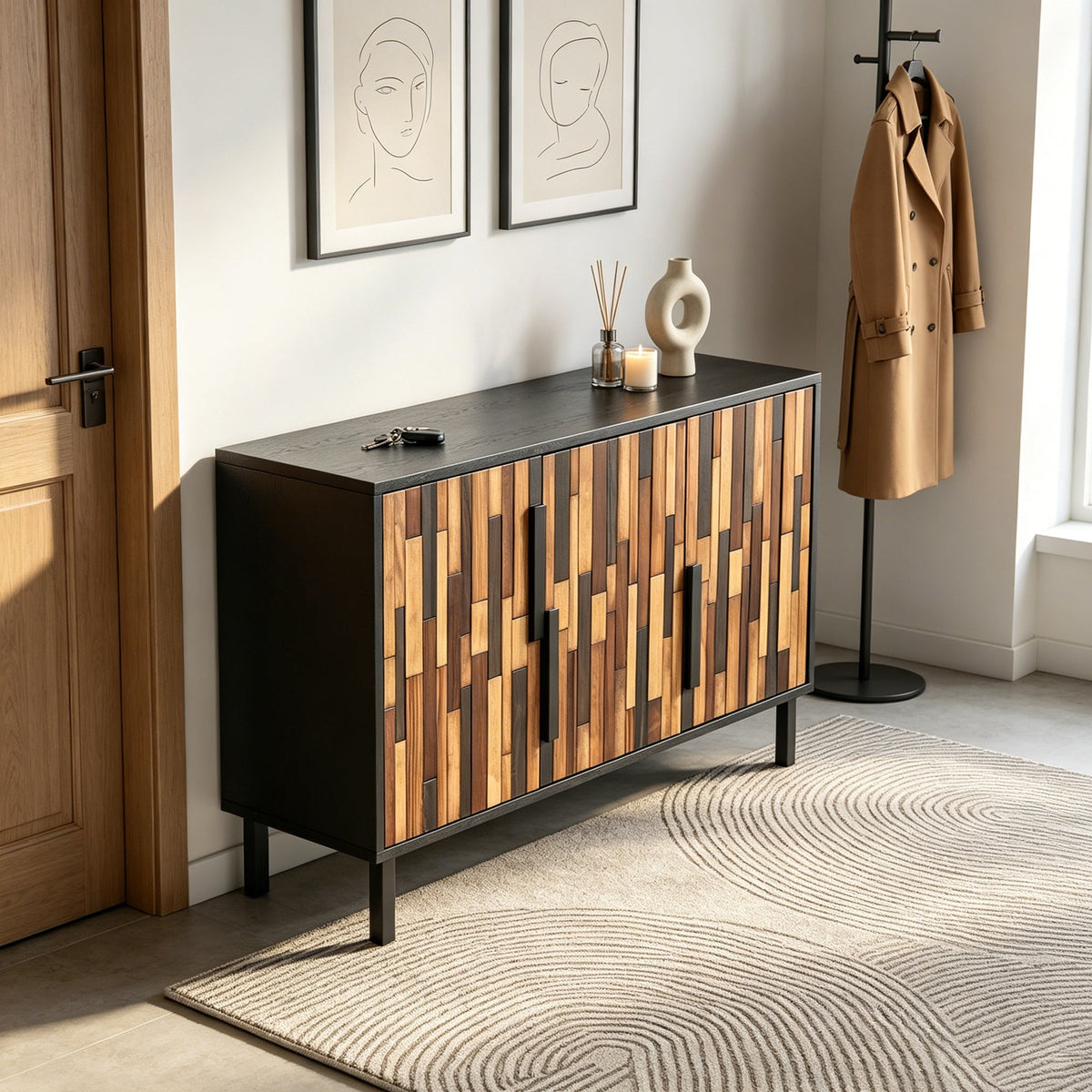 Farmhouse Rustic Sideboard With Straight Wood Pattern, photo 3 of 10