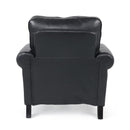 Contemporary Black PU Club Chair with Nailhead Trim and Rolled Armrests