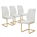 High Back Dining Chairs For Dining & Kitchen Room (Set of 4) - Golden / White by HouseOfZazla