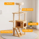 Multi-Level Wood Cat Tree Tower with Hammock & Scratching Posts
