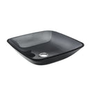 Square Vessel Sink For Bathroom, Above Counter Design With Pop Up Drain, Smooth Rounded Edges - Gray