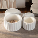 White Round Storage Table Set with Lift-Off Lid