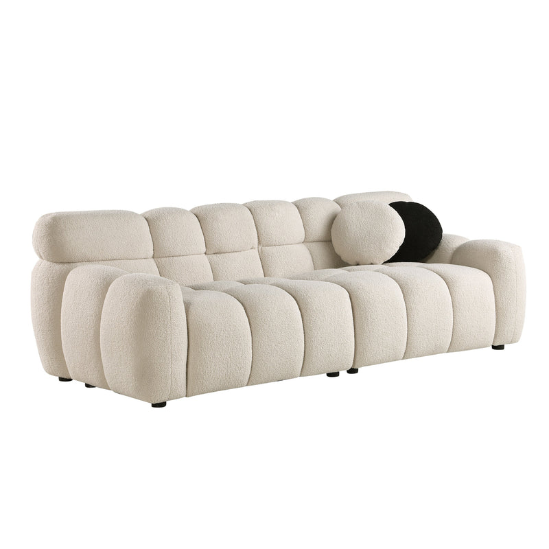 87.4 length, 35.83" deepth, human body structure for USA people, marshmallow sofa,boucle sofa, 3 seater, BEIGE BOUCLE