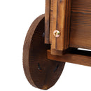 Wooden Wagon Planter Box Mobile Garden Planter With Wheels Handle Drain Hole Wood - Brown by HouseOfZazla
