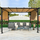 9.5 x 12 Ft Outdoor Pergola Patio Gazebo,Retractable Shade Canopy,Steel Frame Grape Gazebo,Sunshelter Pergola for Gardens,Terraces,Backyard-Khaki
