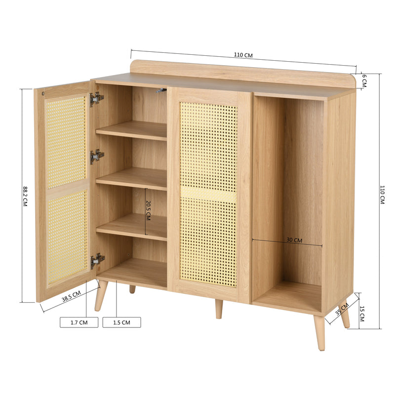 43" Tall Accent Cabinet Chests with 2 Doors, Oak