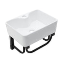 Rectangular Bathroom Sink With Towel Bar & Faucet Hole, Wall Mounted - White by HouseOfZazla