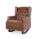Moss Upholstered Rocking Recliner With Diamond Tufting And Wingback - Light Brown by HouseOfZazla