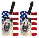 USA American Flag with Belgian Tervuren Luggage Tag