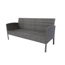 6 Piece Patio Wicker Sectional Set Patio Backyard Conversation Set Grey Wicker + Dark Grey Cushion