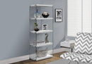 5-Tier White Bookcase with Clear Tempered Glass by HouseOfZazla