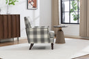 Upholstered Accent Chair, Vintage Armchair with Solid Wood Legs