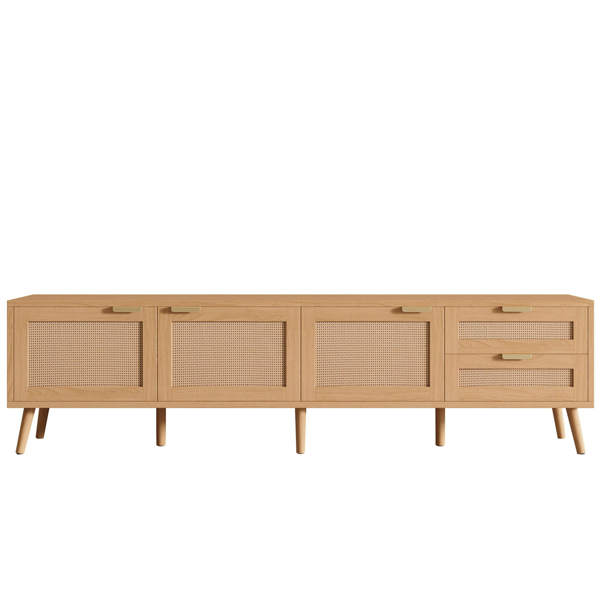 TV Stand, Media Console, 2 Drawers & Cable Management - Natural Wood, photo 6 of 16