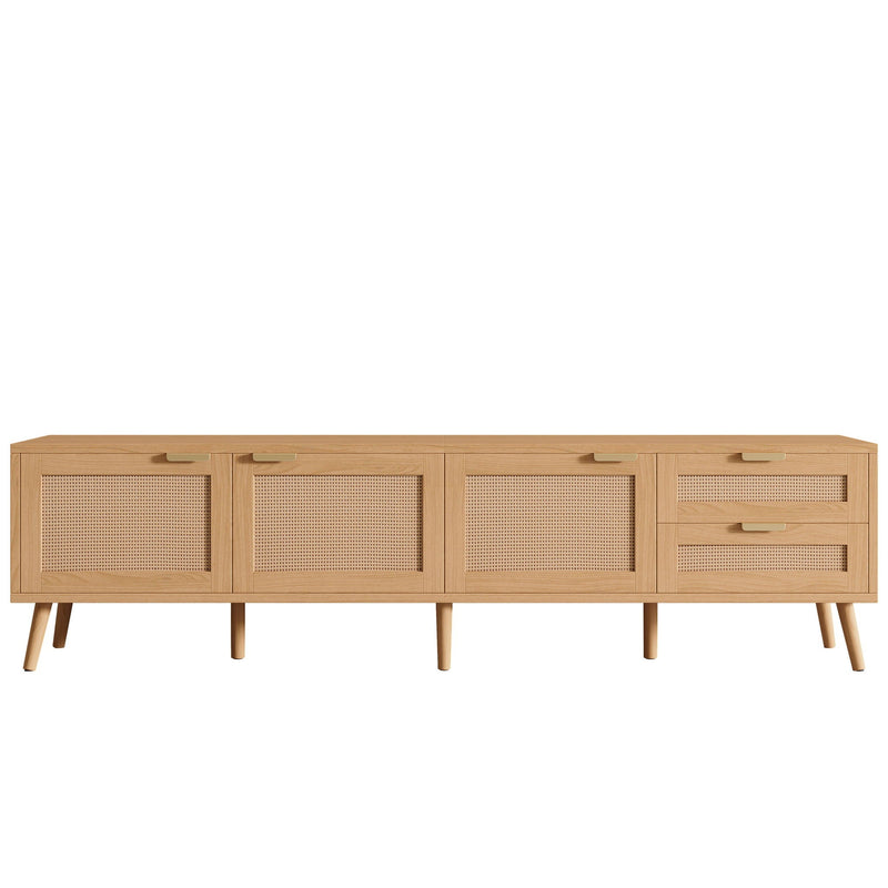 TV Stand, Media Console, 2 Drawers & Cable Management - Natural Wood, photo 6 of 16