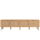 TV Stand, Media Console, 2 Drawers & Cable Management - Natural Wood by HouseOfZazla