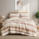 3-Piece King/Cal King Stripe Textured Print Comforter Set - Terracotta