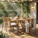 7 Pieces Acacia Wood Outdoor Dining Set with Cream Cushions by HouseOfZazla