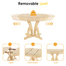 5-Piece Farmhouse Round Pedestal Extending Dining Table Set Extendable Kitchen Table Set with 15.8" Removable Leaf and Ladder Back Dining Chairs for Small Places, Natural