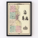 Vintage Map of Milwaukee County, Wisconsin 1878