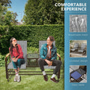 2 Person Outdoor Glider Bench, Patio Swing Glider Chair Loveseat with Breathable Mesh, Table, Steel Frame for Garden, Backyard, Porch, Gray