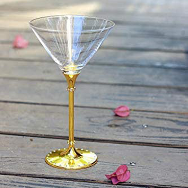 The Wine Savant Gold Cocktail, Martini & Champagne Glasses Rhinestone DIAMOND Studded, Cosmopolitan Elegant Crystal Glassware, Set of 2-10oz, 10" Tall Stem Sparkling Margaretta, Wedding, or Everyday