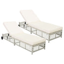 Outdoor Lounge Chair With 5 Position Backrest With Cushion And Wheels