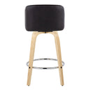 Toriano - Contemporary Fixed-Height Counter Stool With Swivel And Round Footrest (Set of 2) by HouseOfZazla