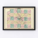 Vintage Map of Dane County, Wisconsin 1878