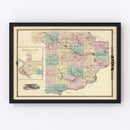 Vintage Map of Sauk County, Wisconsin 1878