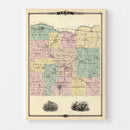 Vintage Map of Iowa County, Wisconsin 1878