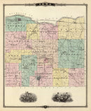 Vintage Map of Iowa County, Wisconsin 1878
