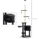 Adjustable Height Floor-To-Ceiling Vertical Cat Tree with Carpet Platforms, Condo & Rope Scratching Areas, Dark Grey