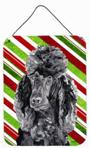 Black Standard Poodle Candy Cane Christmas Wall or Door Hanging Prints SC9794DS1216