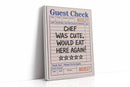 Funny Guest Check Wall Art – “Chef Was Cute” Diner Poster