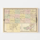 Vintage Map of Waushara County, Wisconsin 1878