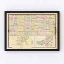 Vintage Map of Waushara County, Wisconsin 1878