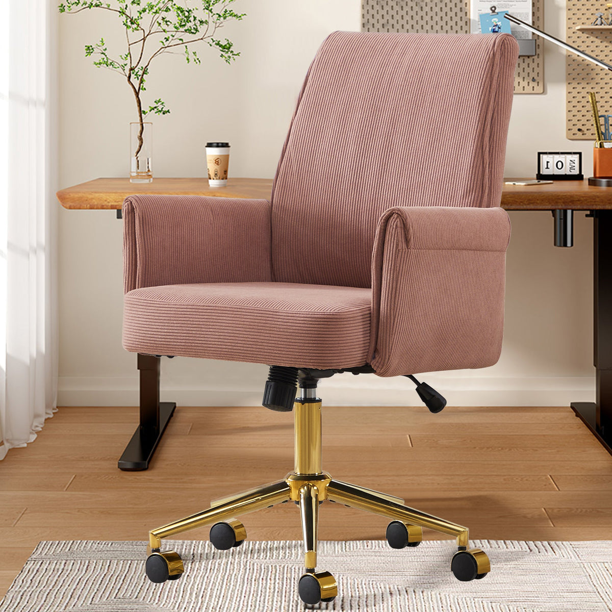 Mid-Back Liftable Office Chair in Light Pink, photo 4 of 10