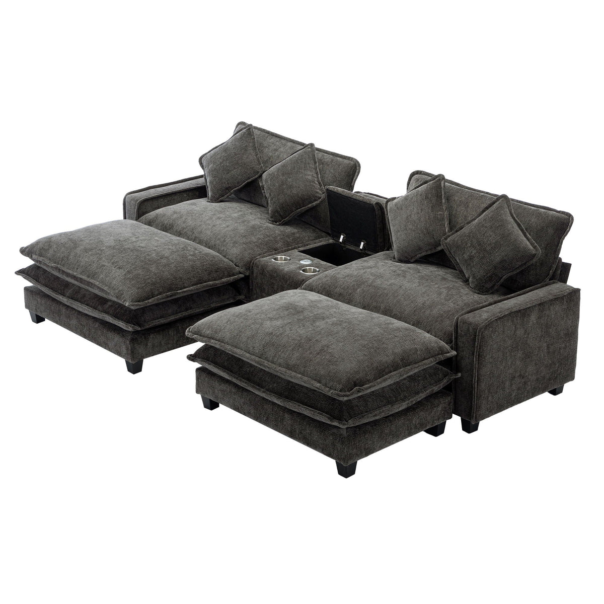 Modern Sectional Sofa With Removable Ottomans, USB Ports, photo 16 of 40