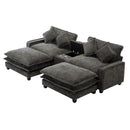 Modern Sectional Sofa With Removable Ottomans, USB Ports by HouseOfZazla