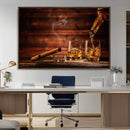 Whiskey and Cigar Wall Art Canvas | 3 Panel Bar Room Decor by MyGreatCanvas | Canvas Wall Art Prints | Photo Prints & Wall Decor